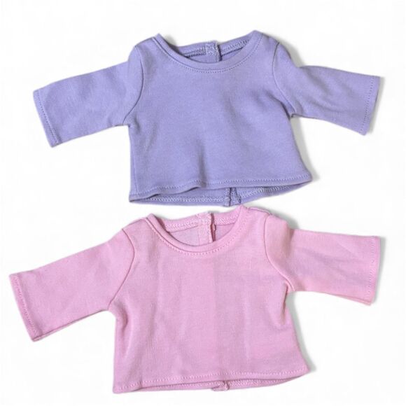 American Girl Doll Set of 2 Long Sleeve Tops - Purple and Pink - Picture 1 of 6